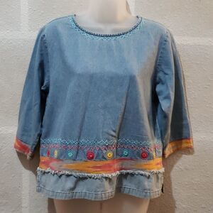 Blue Bayou Denim Blue Casual Top